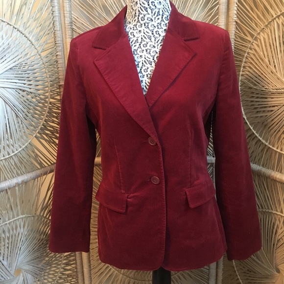 CAbi Maroon Floral Embroidered Blazer Size 8